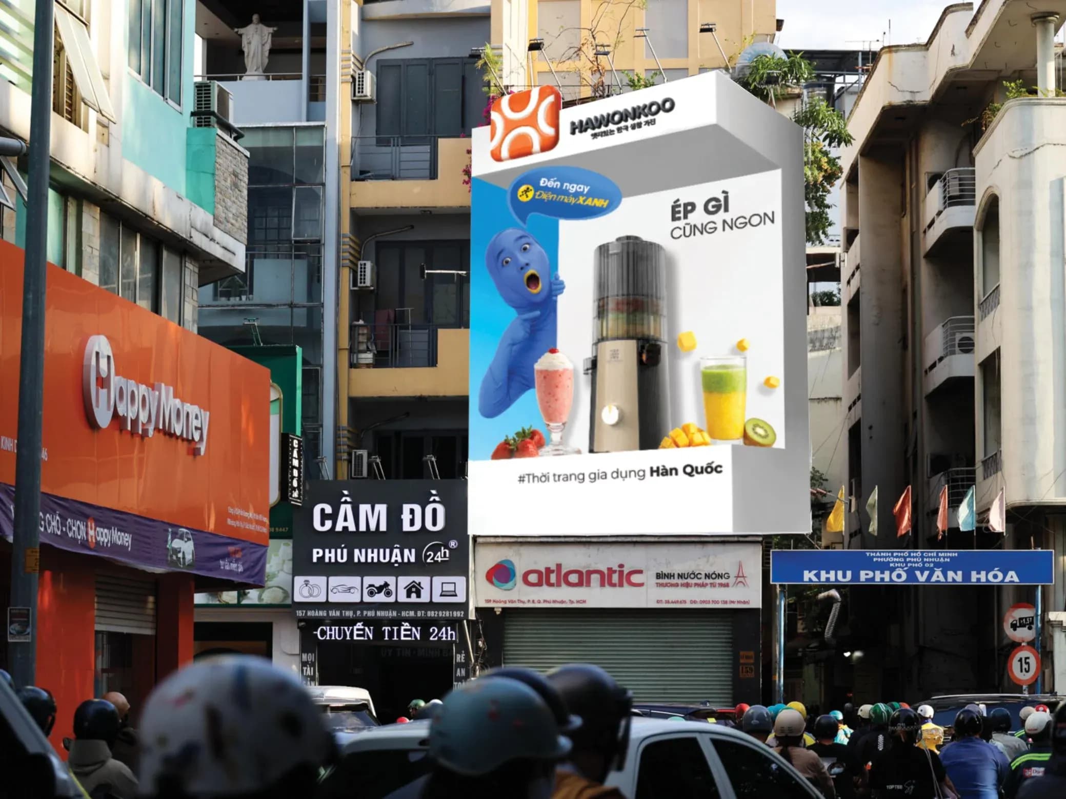 Phối cảnh Hawonkoo × Điện Máy Xanh ban ngày – 159 Hoàng Văn Thụ, TP. Hồ Chí Minh